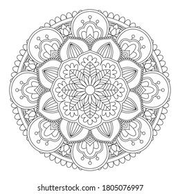 Floral Mandala Line Art Adult Coloring