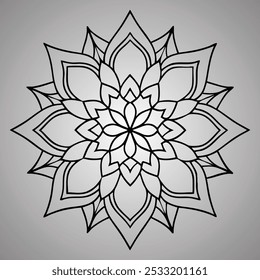 mandala floral em fundo cinza, mandala de luxo vintage, design de ilustração de decoração ornamental