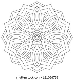 Floral mandala. Oriental round ornament decoration. Page coloring for adults.