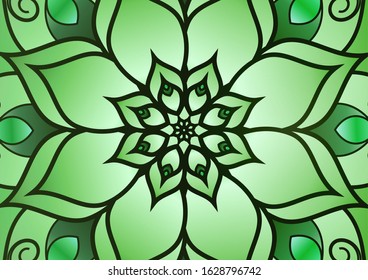 Floral mandala ornament. Ornamental ethnic banner. Islamic, Arab, Indian, Moroccan, Spanish, Turkish, Pakistani, Chinese, mystical, Ottoman motifs. Vector illustration