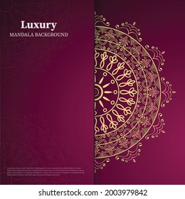 Floral and mandala ornamental decorative frame background in gold color. eps 10