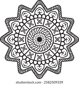 Floral Mandala Pattern Adult Coloring Page design.