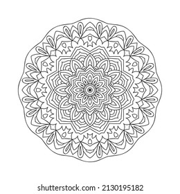 Floral mandala pattern in Arabic style. Coloring page for kids. Mandala line art in Arabian pattern for coloring pages. Flower mandala ornament decoration pattern vector.