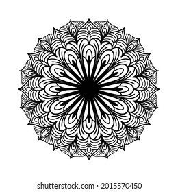 Floral mandala pattern for coloring book, invitation card, book cover with white background