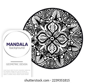 Patrón de Mandala floral para la página del libro Coloring , Henna, Mehndi, tatuaje, decoración. La decoración es de estilo étnico oriental. , Ilustración vectorial de tracción manual, patrón sin fisuras