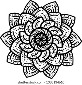Floral mandala pattern. Decorative element for prints, coloring book pages and other.