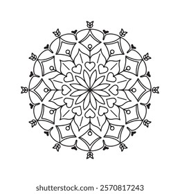 Floral Mandala Pattern ,elegant mandala with thin-line symmetry,.eps.