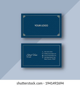 Floral Or Mandala Pattern Printed Business Card Template In Front And Back View.