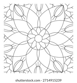 Floral Mandala Pattern with Symmetrical Petals and Central Bloom Design