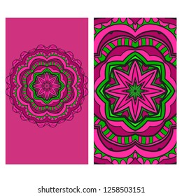 Floral Mandala Pattern. Vector Flyer Oriental Design.