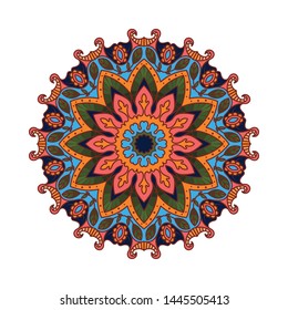 Floral mandala pattern with vibrant colors