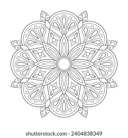 Floral Mandala Printable Coloring Book Page Vector File