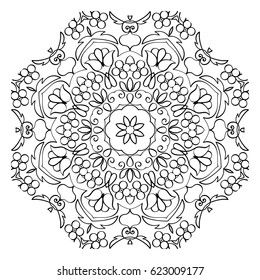 Floral Mandala Round Pattern. Vector oriental abstract template isolated on white