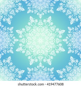 Floral mandala. Seamless. Indian, Islamic, Arabic motifs. Fabric or wrapper design. Ethnic elements. Vector illustration.