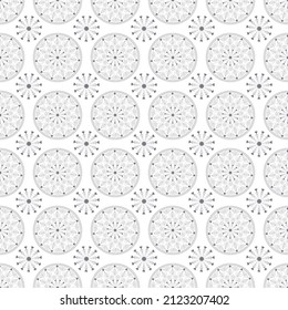 Floral Mandala seamless pattern. Gray and white background. Vector illustration