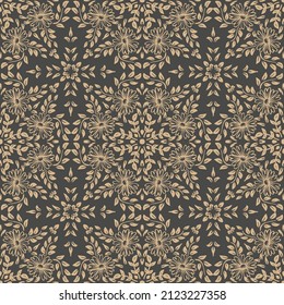Floral mandala seamless pattern hand drawing illustration.