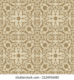 Floral mandala seamless pattern hand drawing illustration.