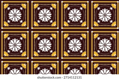 “Vibrant floral mandala seamless pattern with modern geometric symmetry”