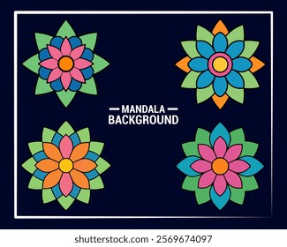 Floral mandala set vector, Decorative flower mandala vector silhouette, Mandala vector set, Mandala vector isolated