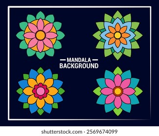 Floral mandala set vector, Decorative flower mandala vector silhouette, Mandala vector set, Mandala vector isolated