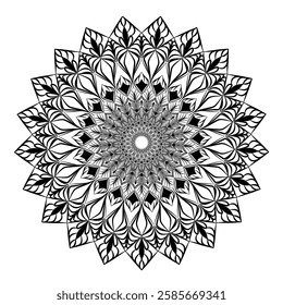 Floral Mandala. Simple mandala design for coloring. Decorative round ornament pattern. mandala design for adults coloring book. Mandala pattern black and white.