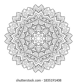 Floral Mandala With Small And Middle Patterns On A White Isolated Background. For Coloring Book Pages.