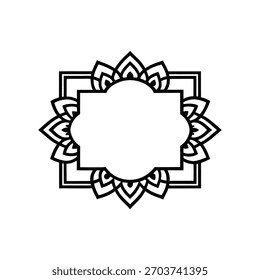 Modelo de design de etiqueta de quadro quadrada de Mandala floral