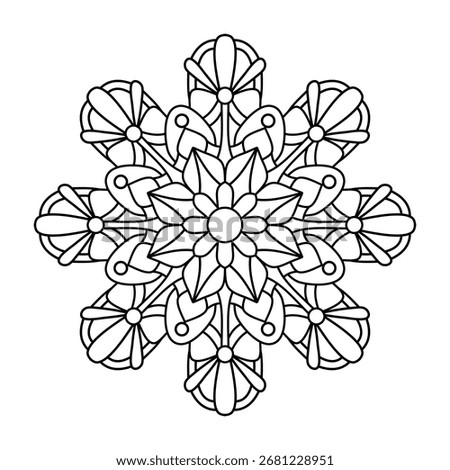 Floral mandala style design. botanical natural theme. for coloring book page, decoration, tattoo, sticker.