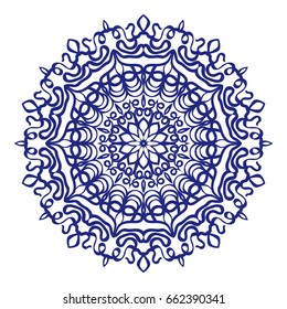 Floral Mandala for tattoo design, greeting card, invitation, coloring book. Arabic, Indian, motifs. Vector illustration.