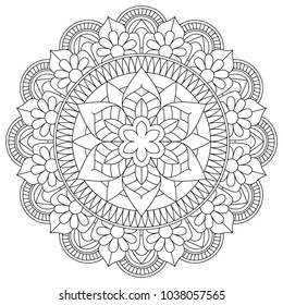 Floral Mandala Vector For Coloring Book 