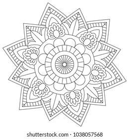 Floral Mandala Vector For Coloring Book 