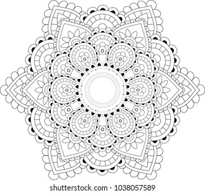 Floral Mandala Vector For Coloring Book 