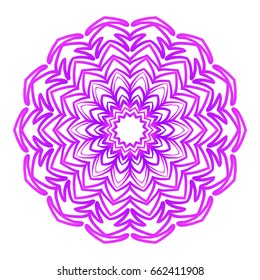 Floral Mandala. Vector illustration. Ethnic Circle Ornament. Purple color. for coloring book, greeting card, invitation, tattoo. Anti-stress therapy pattern.