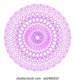 Floral Mandala vector illustration. Ethnic Circle Ornament in purple color. for coloring book, greeting card, invitation, tattoo. Anti-stress therapy pattern.