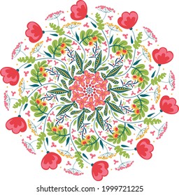 A floral mandala vector illustration with poppies