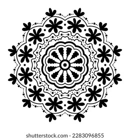 Floral mandala vector. Isolated vector illustration with round ornament with flowers and petals