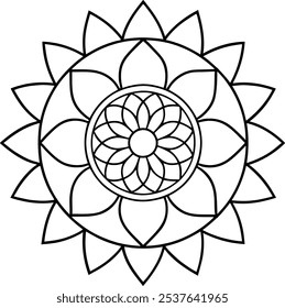 floral mandala vector line art print ready png file