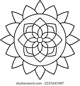 floral mandala vetor line art impressão pronto png arquivo