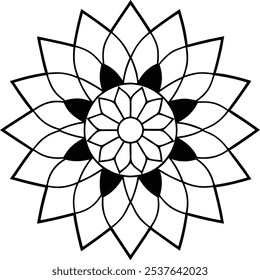 floral mandala vector line art print ready png file