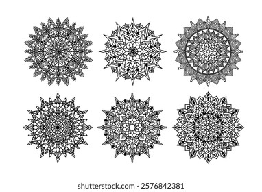 Floral Mandala Vector on Black Colour