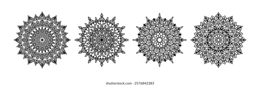 Floral Mandala Vector on Black Colour