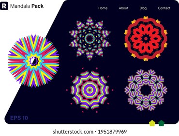 Floral Mandala Vector Pack of 05, Vintage decorative elements. Oriental pattern, vector illustration. Islam, Arabic, Indian, Turkish, Pakistan, Chinese, ottoman motifs. EPS 10