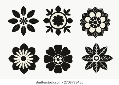 Conjunto de Vector Floral Mandala – Flores Decorativas y Diseños Ornamentales