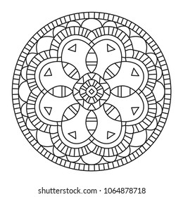 Floral Mandala. Vector Shape for Coloring or Decoration.