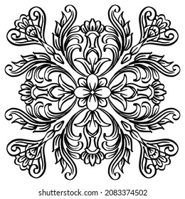 Floral Mandala. Vintage decorative elements. Oriental pattern, Hand drawing illustration. 