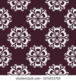 Floral maroon seamless pattern. Background with fower elements for wallpapers.