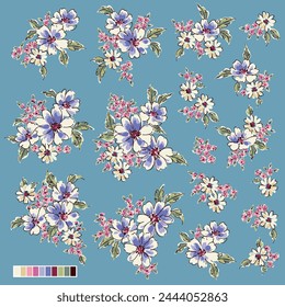 Floral material collection ideal for textile design,