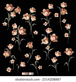 Floral material collection ideal for textile design,