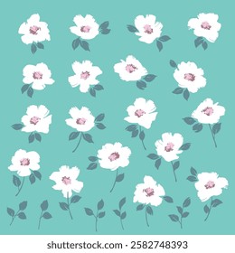 Floral material collection ideal for textile design,