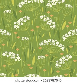 Prado floral Um vetor de textura botânica sem emenda